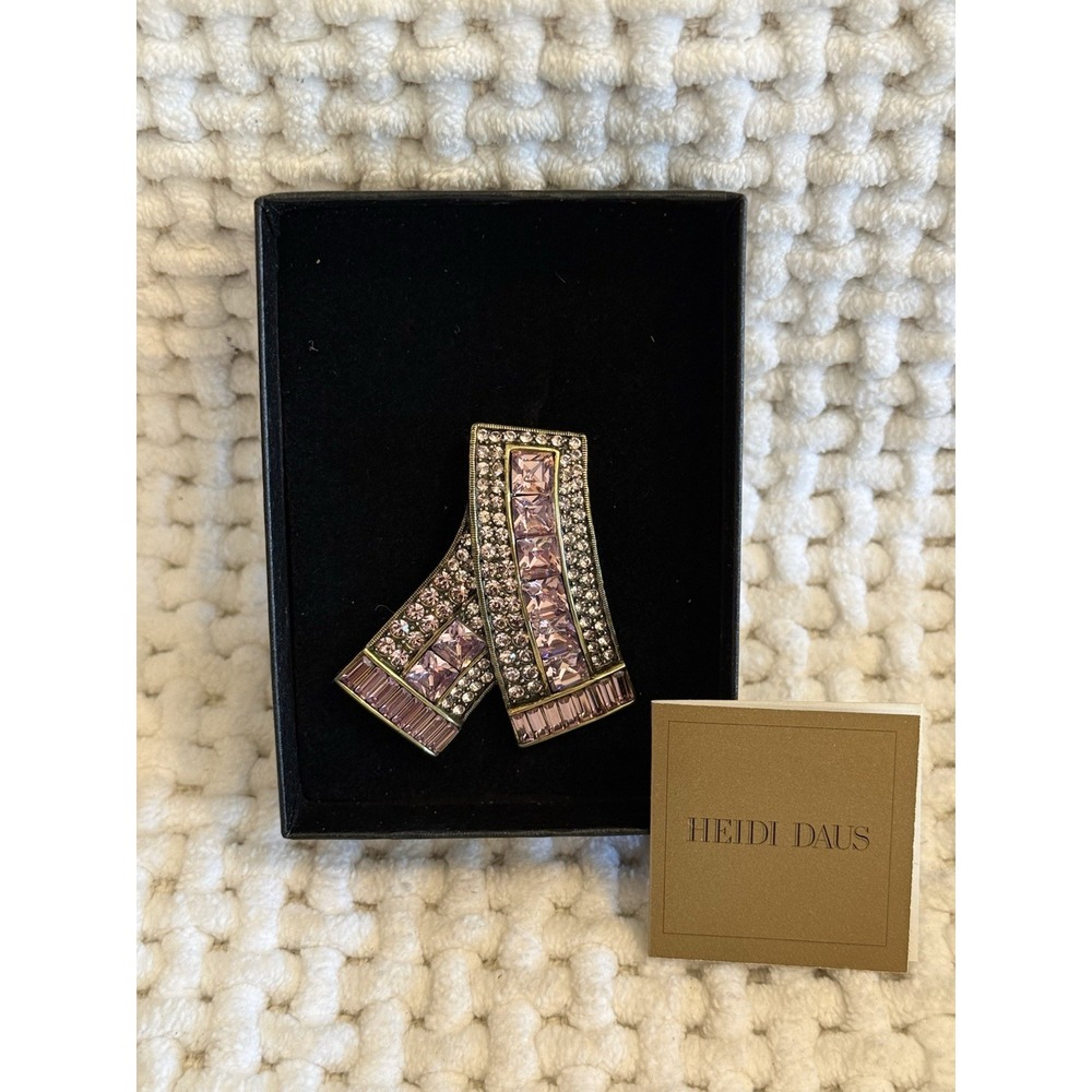 Heidi Daus Pink Breast Cancer Ribbon Brooch Crystal Pin 954307 NIB
